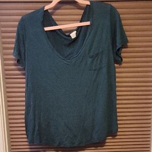 Full Tilt Hunter Green V-Neck Short Sleeve Top